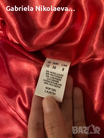Червено вълнено палто, снимка 5 - Палта, манта - 56740188