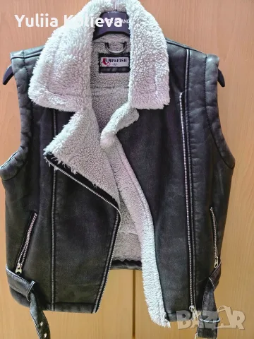 Дамски Еко Кожен Елек , снимка 2 - Елеци - 56743456