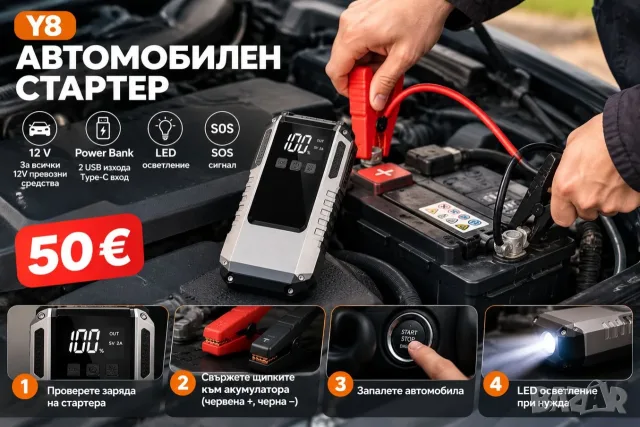 Преносим бустер за стартиране на ДВГ модел 15000A