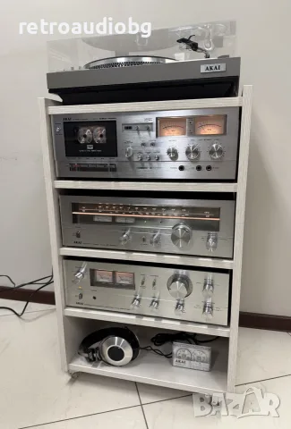 🔈Ретро аудио сет AKAI Усилвател AM-2450, Тунер AT-2450L, Дек GXC-709D, Грамофон AP-206C + рак шкаф