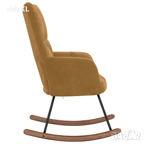 vidaXL Люлеещ стол, кафяв, кадифе, снимка 6 - Столове - 56146956