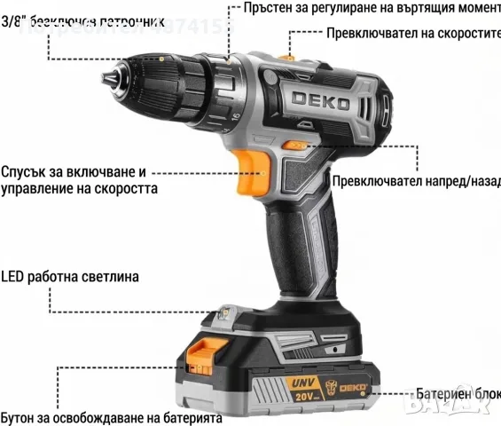 Акумулаторен винтоверт , снимка 2 - Винтоверти - 56635628