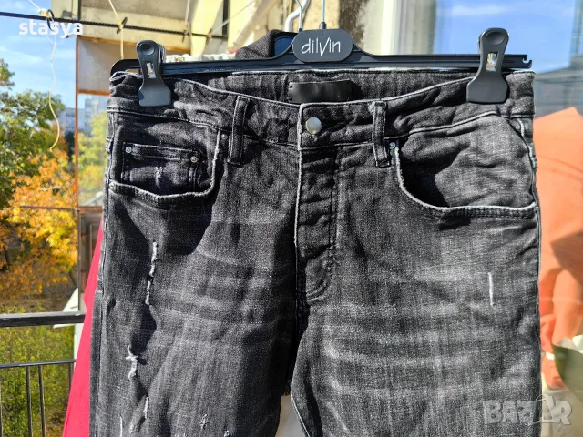  Мъжки черни дънки Amiri style — Size 32, снимка 4 - Дънки - 56556076