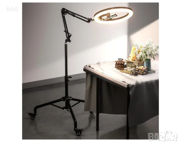 HOBA UBeesize Pro 12" LED Ring Light ЛАМПА - професионална стойка с колела и регулируемо рамо