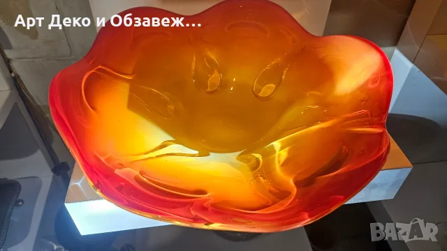 Масивна стъклена фруктиера, снимка 2 - Декорация за дома - 56593257