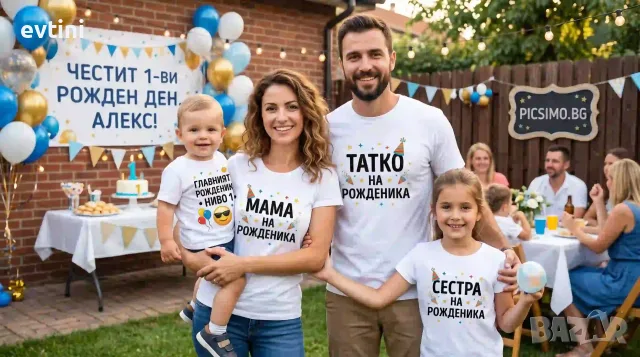 Комплект персонализирани тениски за детски рожден ден