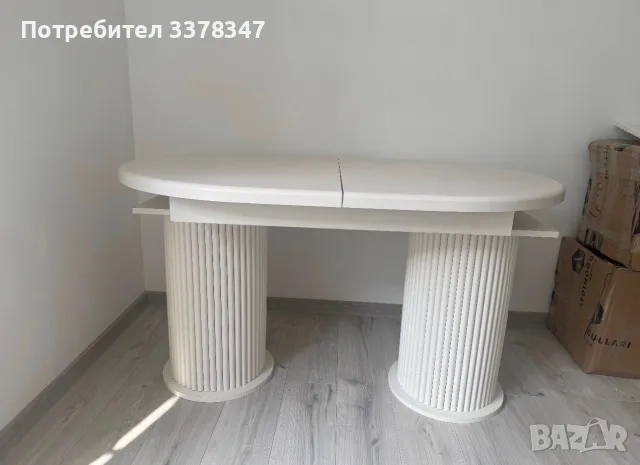 Разтегателна трапезна маса – кремав цвят., снимка 2 - Маси - 56639457