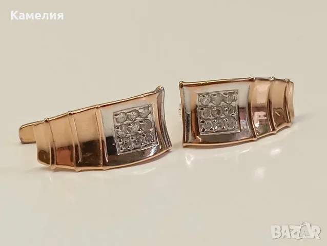 Руско злато. Обеци с брилианти , снимка 6 - Обеци - 56584800