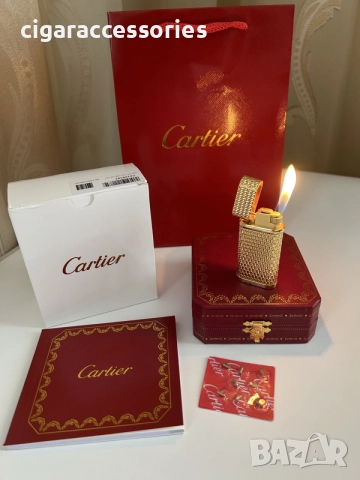 Запалка Cartier със златно покритие, кутия и документи