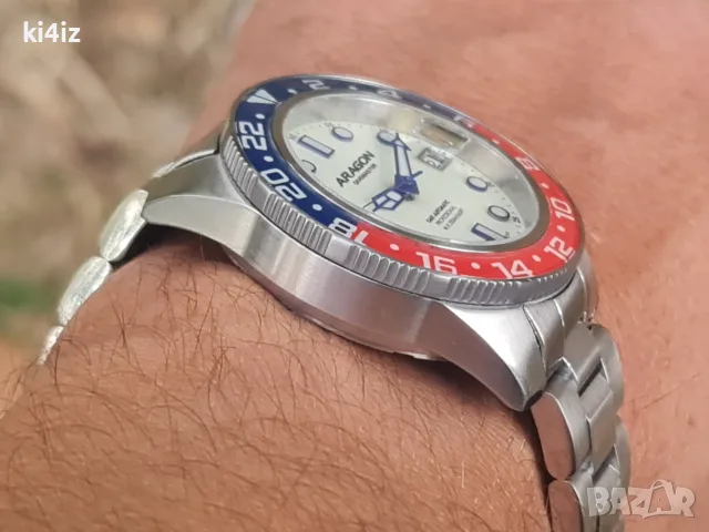 БАРТЕР! Оригинален Aragon Automatic Dive Master Full lume dial Pepsi bezel 40mm., снимка 14 - Мъжки - 56615369