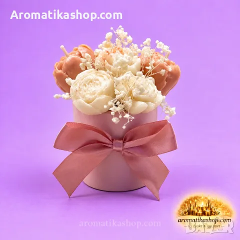 „Peach Blossom“ - Ароматен соев букет, снимка 5 - Декорация за дома - 56680374