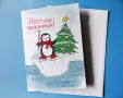 Коледни картички с рисунки на животни / принт, снимка 6
