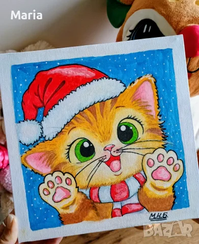 Картина коледно коте 