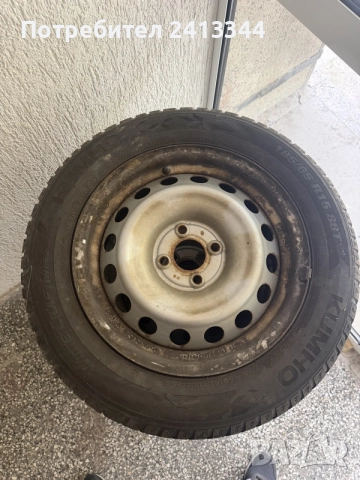 Железни джанти 15 цола 4x100 със зимни гуми 185/65 R15, DOT 2024, грайфер 7 мм