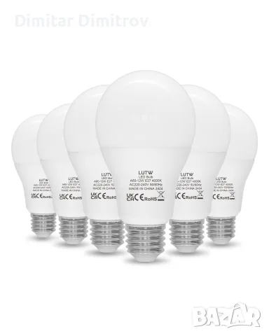 LUTW LED крушки E27 12W (=100W) 1200 лм, неутрално бяло 4000K, комплект 6 бр.