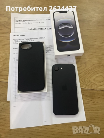 Бартер iPhone 16e 128gb 95% гаранция Виваком черен