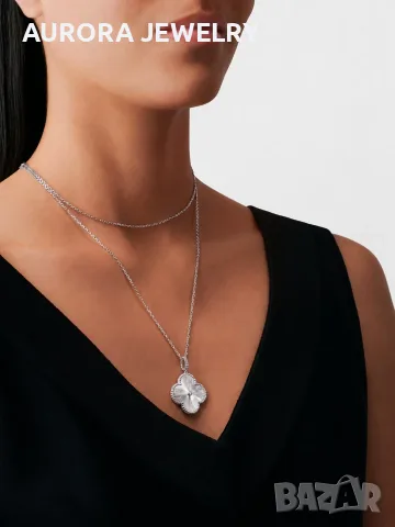 Van Cleef & Arpels VCA Silver Magic Clear Long Vintage Alhambra Clover Дамско Колие