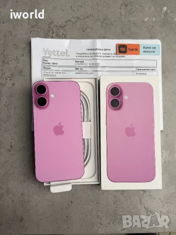 НОВ❗️ 48 МЕС ГАРАНЦИЯ❗️ Phone 16 ❗️Лизинг от 26€/мес pink 128GB розов