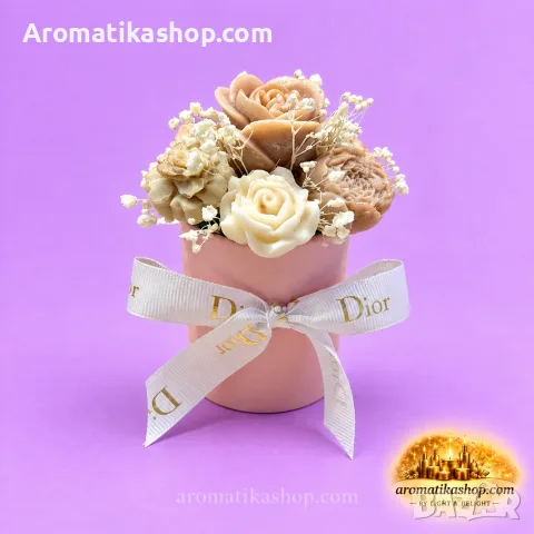 „Rosé Elegance“ - Ароматен соев букет, снимка 2 - Декорация за дома - 56680322