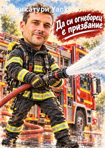 Карикатура за пожарникар🎁🚒, снимка 3 - Подаръци за мъже - 56621971