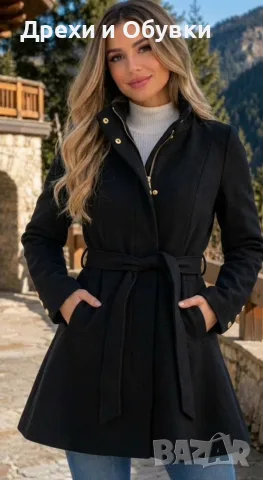 Черно разкроено палто Vero Moda, снимка 2 - Палта, манта - 56616335