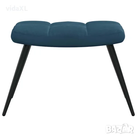 vidaXL Релаксиращ стол с табуретка, син, кадифе, снимка 5 - Столове - 56146913