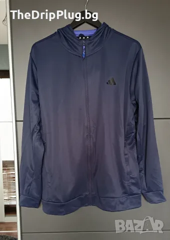 Ново с етикет Adidas мъжко горнище с цип размер L тъмно син цвят 
