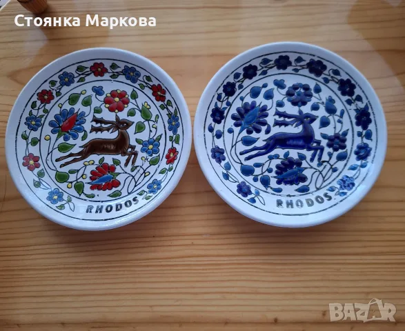 Две колекционерски керамични чинийки за стена-Родос
