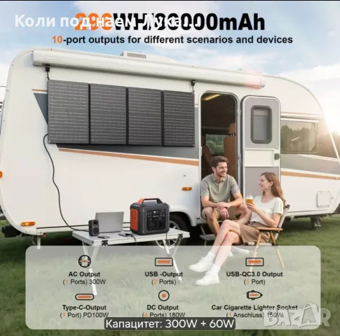 Станция за ток и соларен панел , снимка 3 - Къмпинг осветление - 56553443