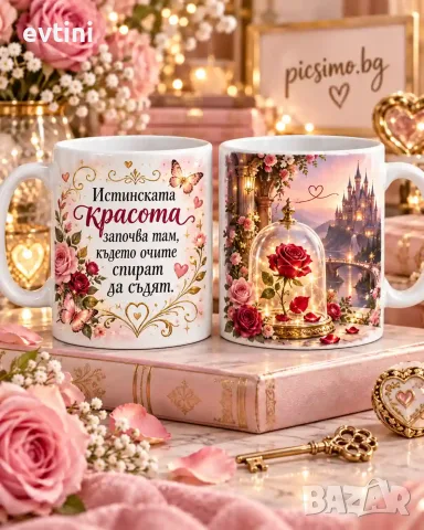Бяла керамична чаша с послание