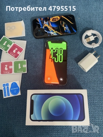 12 mini 128 gb 100% батерия като нов пълен комплект