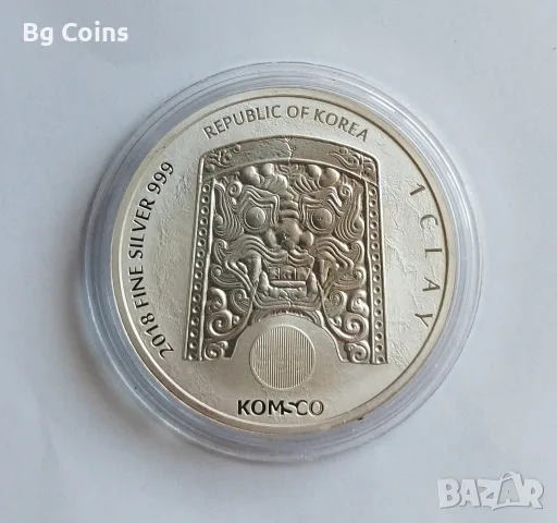 Сребро 1 OZ 2018 Корея , снимка 2 - Нумизматика и бонистика - 56568661