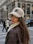 Пухена шапка с козирка Celine, снимка 3