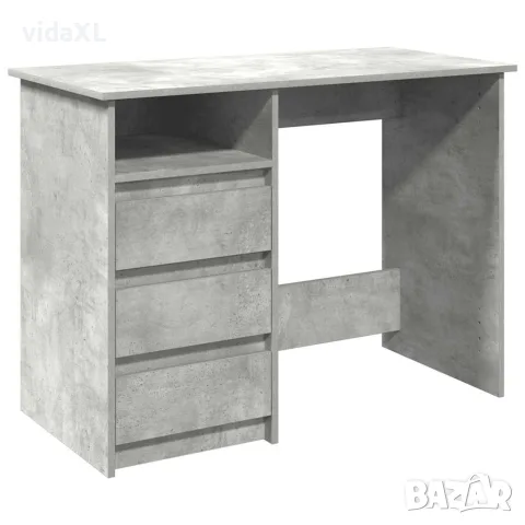 vidaXL Бюро, бетонно сиво, 102x50x75 см, инженерно дърво