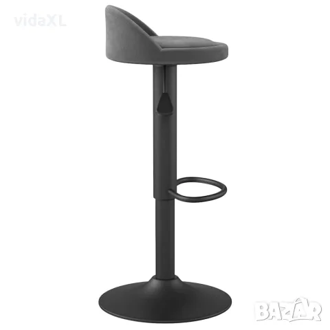 vidaXL Бар табуретки, 2 бр, тъмносиви, кадифе, снимка 6 - Столове - 56147033