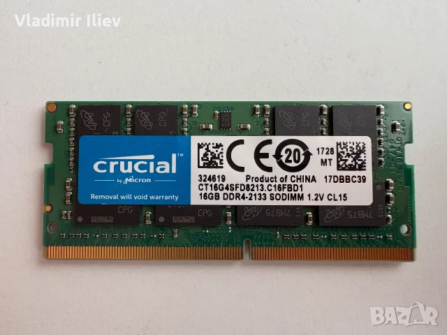 RAM Crucial 16GB DDR4 2133MHz CL15 SO-DIMM за лаптоп