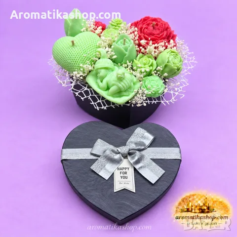 „Emerald Love“ – Ароматен соев букет, снимка 2 - Декорация за дома - 56682000