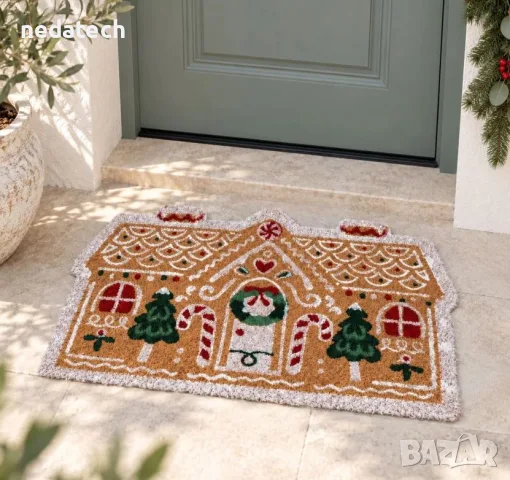Коледна изтривалка GINDERBR HOUSE 45Х75, снимка 2 - Изтривалки - 56681691