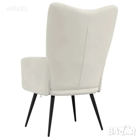 vidaXL Релаксиращ стол, кремавобял, кадифе, снимка 4 - Столове - 56146821