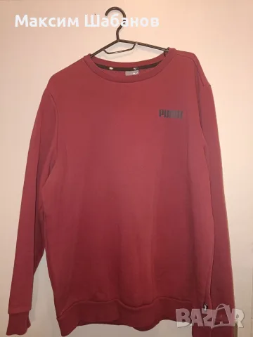 Оригинален мъжки суичър Puma Crewneck (Размер L) — цвят бордо