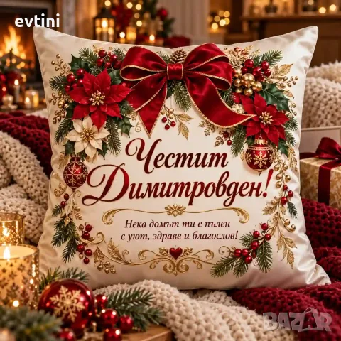Декоративна възглавничка "Честит Димитровден"