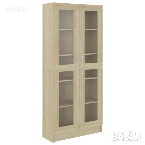 vidaXL Шкаф витрина, дъб сонома, 82,5x30,5x185 см, инженерно дърво