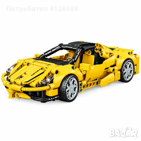 Конструктор жълта спортна кола C0902 с pull-back механизъм, 391 части