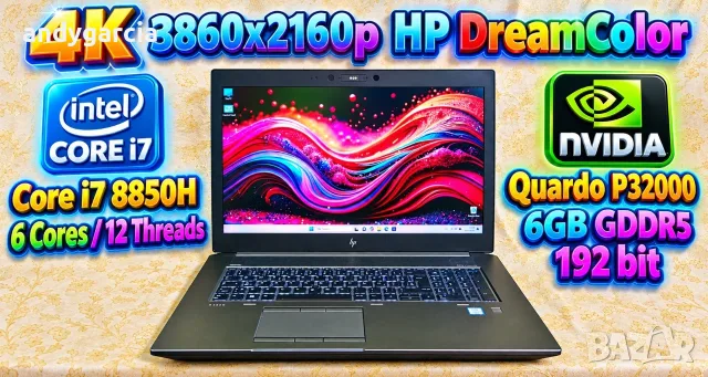  HP ZBook 17 DreamColor 4K UHD /Intel Core i7-8850H/NVidia Quadro P3200 6GB/16GB RAM/256GB SSD NVMe 