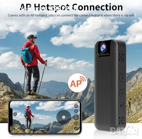 Мини WiFi Боди Камера, снимка 3 - Камери - 56576511