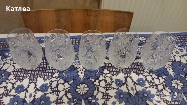 Кристални овални чаши , снимка 2 - Чаши - 56665247