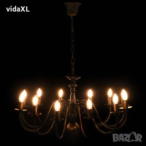 vidaXL Полилей, антично черно, 12 х Е14 крушки, снимка 6 - Полилеи - 56146565