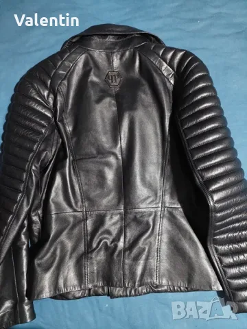 Philipp Plein черно кожено яке BIKER, снимка 2 - Якета - 56584869