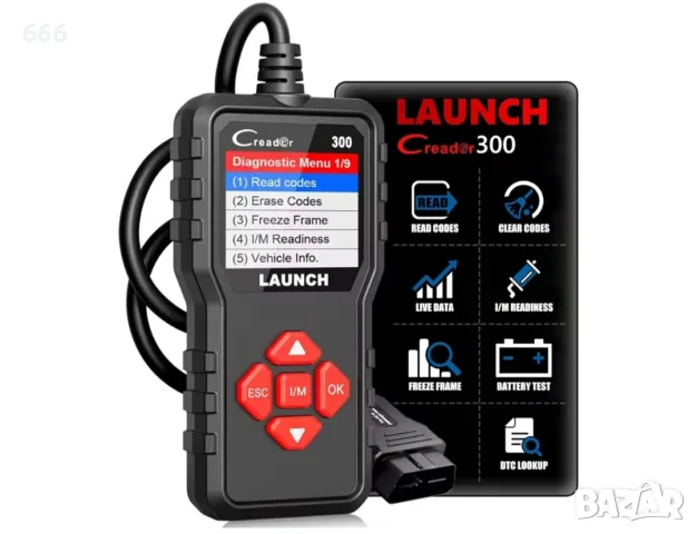 LAUNCH Creader 300 OBD2 скенер с пълни OBD-II функции, четец на кодове за неизправности на двигателя