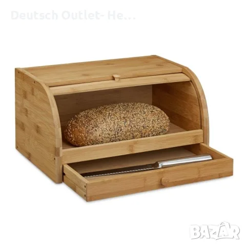 Бамбукова кутия за хляб с чекмедже